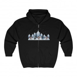 Unisex Heavy Blend™ Full Zip Hooded Sweatshirt Snowmen 
