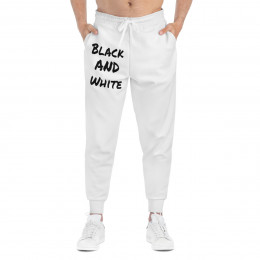 Athletic Joggers (AOP) Black and White text