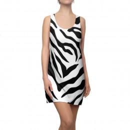 Women's Cut & Sew Racerback Dress Black and white zebra design